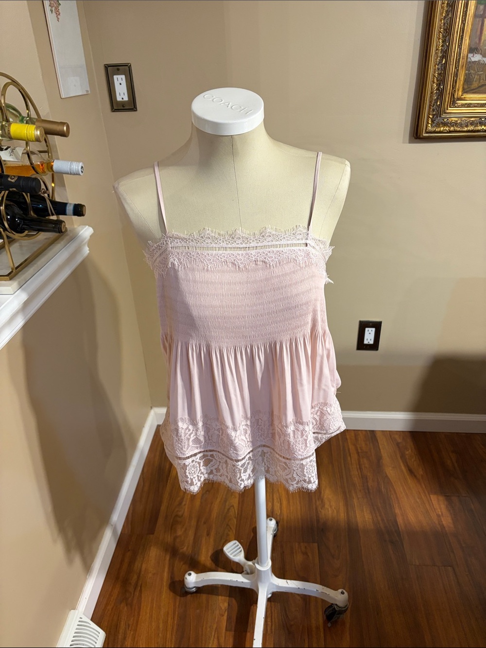 Express Light Pink Lace-Trim Spaghetti Strap Camisole